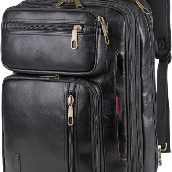 Vegan Leather Laptop Backpack Briefcase Hybrid 15.6 Inch Laptop Travel Backpack